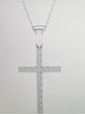 Sterling Silver Cross Pendant Necklace with natural diamonds